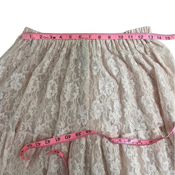 Vtg Cynthia San Fancisco Sheer Lace Tiered Skirt Blush Size Large Romantic Boho - Picture 6 of 9